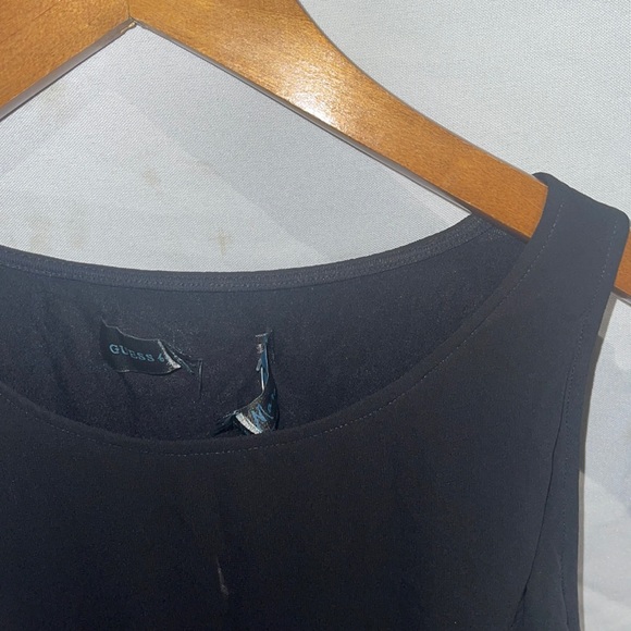 New Guess Marciano Jersey Tank Top Chiffon Overlay Black S - Picture 4 of 8